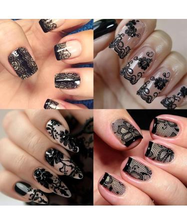 10 Rolls Retro Holographic Nail Foil Transfer Stickers - Black Lace Laser Foils for Nail Art | Starry Paper Designs & Floral Wraps - Buy Online on GoSupps.com