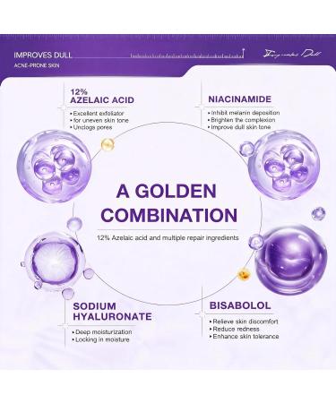 12% Azelaic Acid Facial Cream with Niacinamide & Hyaluronic Acid - Brightening & Texture Smoothing Face Cream Gentle Daily Skincare for Dull & Acne-Prone Skin 50g/1.69 oz - Buy Online on GoSupps.com