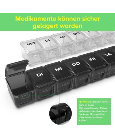 Buy Sukuos 7-Day Pill Box with 2 Compartments | Moisture-Resistant Medication Organizer (Black & White) International Shipping - Buy Online on GoSupps.com