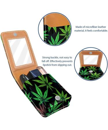 Buy Leather Lipstick Case Organizer with Mirror - Mini Lip Gloss Holder Bag | Colorful Fantasy Leaves - International Shipping Available - Buy Online on GoSupps.com