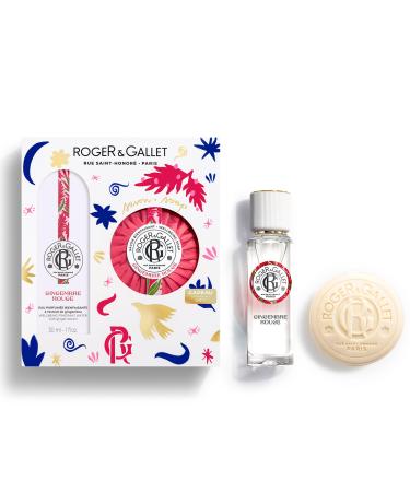 ROGER & GALLET | Gingembre Rouge Gift Set | 1 fl oz Wellbeing Fragrant Water | 3.5 oz Perfumed Soap | Limited Edition Gingembre Rouge Gift Kit