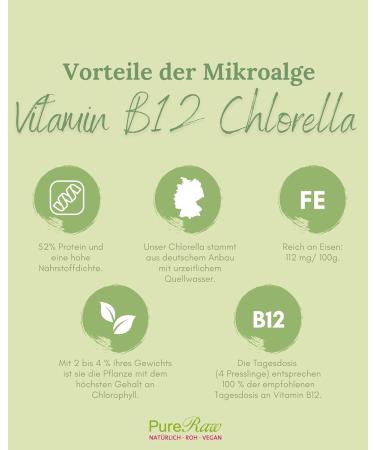 High-Dose Vegan Vitamin B12 Tablets | Cobalamin Complex | Pureeraw 36g | Chlorella | International Shipping from Germany - Buy Online on GoSupps.com