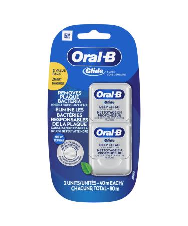 Oral-B Glide Pro-Health Deep Clean Cool Mint Dental Floss Value 2 Pack (40m Each) 40 m (Pack of 2)