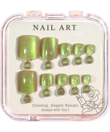 FEIlei Crystal Cat Eye Shining Diamond Foot Nail Patches Handmade Wearing Short Press on Nails for Toes Decoration 5# - Buy Online on GoSupps.com