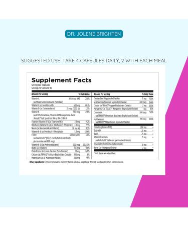 Dr. Brighten Women s Twice Daily Premium Women s Multivitamin Full-Spectrum with No Iron Unique Nutrients Higher B Vitamins 120 Capsules - Buy Online on GoSupps.com