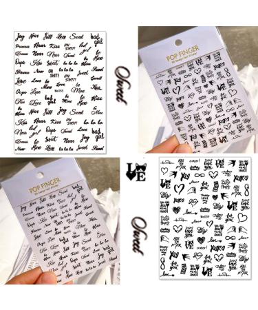 8 Sheets Letter Nail Art Sticker Heart Lips Self-Adhesive Design Decals - Valentine's Day Nail Stickers for Women - DIY Manicure Tips - Buy Online on GoSupps.com