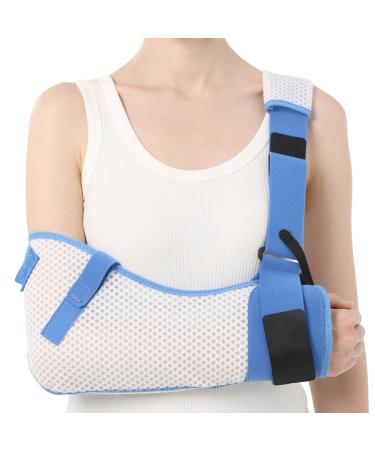 Arm Sling for Shoulder Injury with Waist Strap - Immobilizer Brace Support for Sleeping Rotator Cuff Surgery (Mesh Version Right Large 40-51 inch) L Right Arm