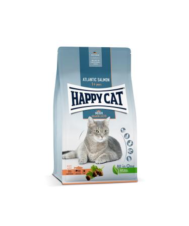 Happy Cat 70589 - Indoor Adult Atlantic Salmon - Cat dry food for adult cats and hangover - 4 kg content salmon 4 kg (1 Pack)