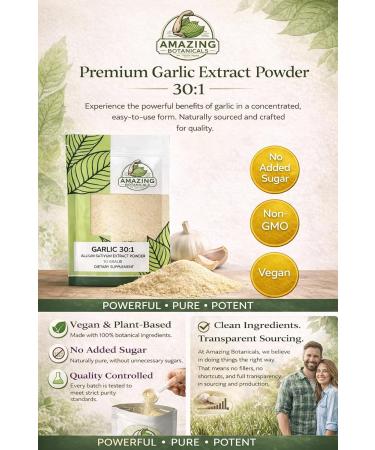 Amazing Botanicals Premium Garlic Extract Powder 30:1 | 1% Allicin | Allium Sativum | Vegan Non-GMO No Added Sugar 30 Grams - Buy Online on GoSupps.com