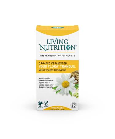 Living Nutrition Organic Your Flora Tranquil (60 Caps) - Includes Organic Chamomile & Fennel Seed Natural Support for Bloating