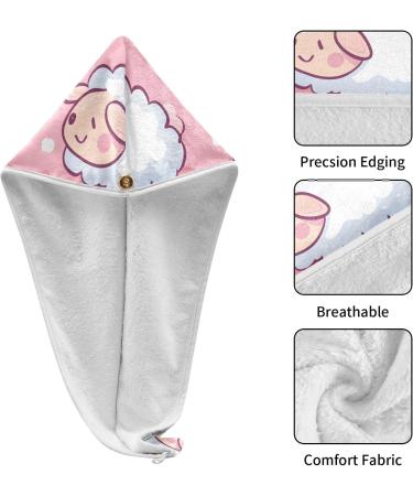 Cute Sheep Pink Hair Towel 2 Pack - Super Absorbent Quick Dry Hair Turbans for Women & Girls | Perfect Hair Drying Solution - Buy Online on GoSupps.com