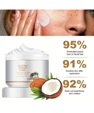 Facial Depilatory Cream | Coconut Hair Remover for Women | Gentle & Non-Irritating Upper Lip & Chin Hair Removal | 1.75 fl. oz - Sensitive Skin Formula - Buy Online on GoSupps.com
