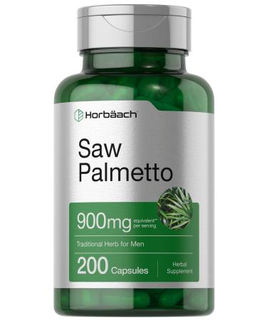 Horbaach Saw Palmetto Extract | 900mg | 200 Capsules | Non-GMO and Gluten Free Formula | Traditional Herb Supplement | from Saw Palmetto Berries Unflavored 200 Count (Pack of 1)
