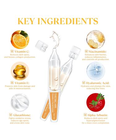 Buy Vitamin C Face Serum with Hyaluronic Acid & Niacinamide - Anti-Aging Hydrating 30 Ampoules for Glowing Skin & Dark Spots - Buy Online on GoSupps.com
