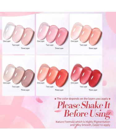 Born Pretty Jelly Gel Nail Polish Set - Sheer Nude Pink Crystal Transparent Kit 6PCS 10ML - Nail Art Varnish Manicure Collection Gift Set - Buy Online on GoSupps.com