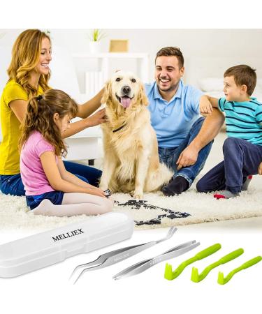 Melliex Tick Pliers Set - Stainless Steel Tick Remover & Tweezers for Dogs & Cats | Plastic Tick Hooks & Storage Box - Buy Online on GoSupps.com