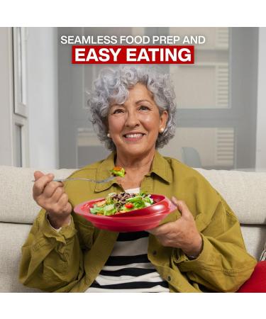 Aquashielding Spout-Proof Shovel Plates for Disabled Adults - Wave Edge Design Ideal for Simple Meals | Red (1 PC) - Buy Online on GoSupps.com
