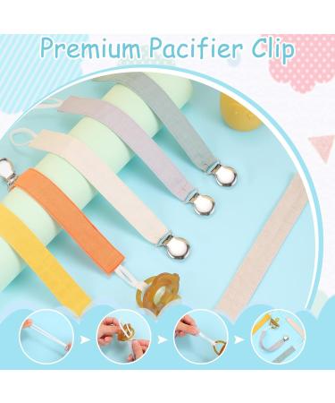 6 Pack Neutral Fabric Pacifier Clips for Baby Boys and Girls - Metal Clip Holder, Baby Birthday Gift - Buy Online on GoSupps.com