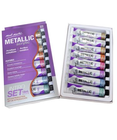 MONT MARTE Metallic Acrylic Paint Set 8 Piece x 18 ml Tubes Lightfast Colors with Smooth Consistency and Opaque Metallic Finish. 8 mixed colors 0.6 Fl Oz (Pack of 8)