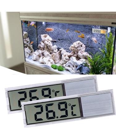Allomn aquarium 2 pc thermometer digital aquarium thermometer with high sensitivity two sticking stickers accuracy up to 0.1 degrees (silver)