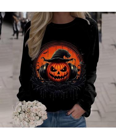 Halloween Costumes Printed Fashionable Casual Long Sleeved Zipper Round Neck Hoodies Sweater Loose Fit Womens Black Large - Buy Online on GoSupps.com