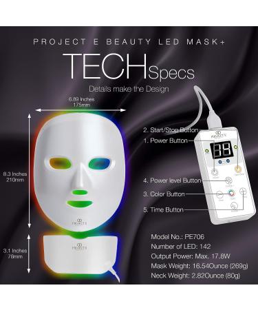 Project E Beauty LED Light Therapy Mask - Wireless Photon Skin Rejuvenation | 7 Color Treatment for Anti-Aging, Acne, and Wrinkles | Face & Neck Skincare Mask - Buy Online on GoSupps.com