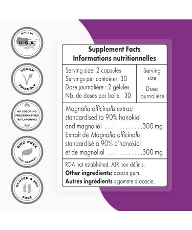 Supersmart Magnolia Bark Extract 300mg - Stress & Emotional Support - Antioxidant - 60 Capsules - Buy Online on GoSupps.com