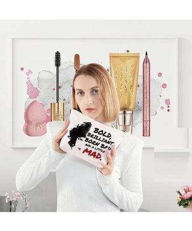 Levlo Cruella Deville Quote Cosmetic Bag - Ideal Gift for Film Fans | Born Brilliant Bad & A Little Mad Makeup Bag with Zipper for Women & Girls - Buy Online on GoSupps.com
