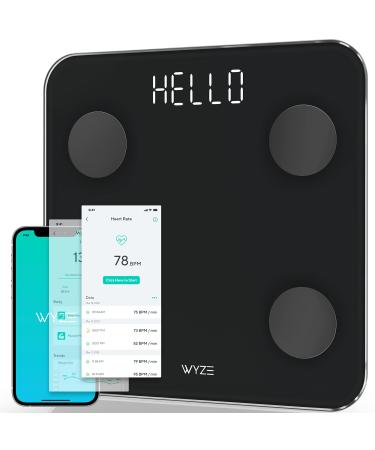 Wyze Scale for Body Weight, Digital Bathroom Scale for Body Fat, BMI, and Weight Loss, Body Composition Analyzer with App sync with Bluetooth, 400 lb, Black