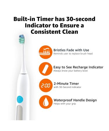 Amazon Basics Anti-Plaque Pro Sonic Rechargeable Toothbrush - Charger & 1 Brush Head - Buy Online on GoSupps.com