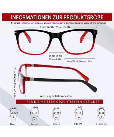 Shop Kerecs 3 Pack Reading Glasses for Women - High Quality Comfortable Rectangular Design (2.25 3 - Deep Red) - International Shipping Available - Buy Online on GoSupps.com