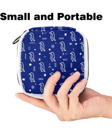 Cartoon Penguin Sanitary Napkin Storage Bag | Period & Tampon Storage | Makeup Pad Pouch | Blue Background Color - Buy Online on GoSupps.com