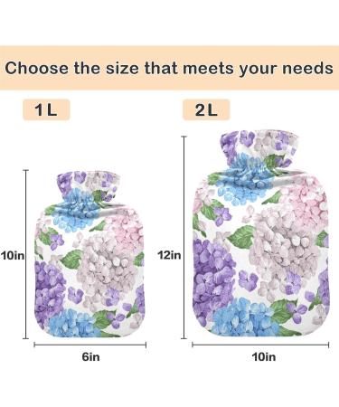 NAANLE 2L Hot Water Bottle with Hortanges Flower - Large Water Bottle for Menstrual Cramps & Pain Relief | Heat & Cold Therapy - Buy Online on GoSupps.com