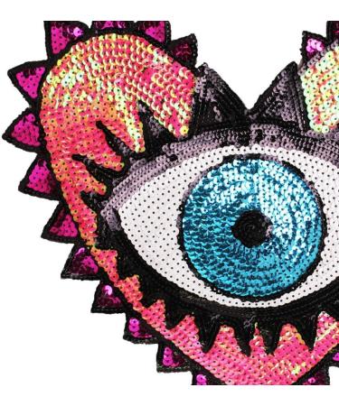 Love Large Sequin Heart Evil Eyes Patch - Embroidered Applique for Kids Clothes DIY Crafts (Color 3) - Buy Online on GoSupps.com