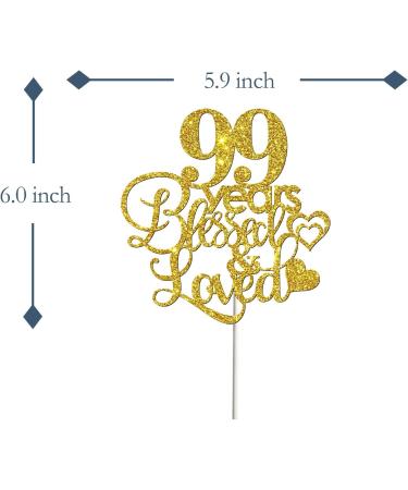 Tenhaisi Gold Glitter 99 Years Blessed & Loved Cake Topper - 99th Birthday / 99th Wedding Anniversary Cake Topper - Happy 99 Birthday Sign - 99th Birthday / 99th Anniversary Party Decoration - Buy Online on GoSupps.com