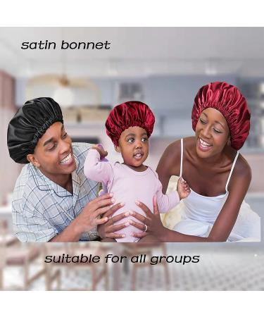 Adjustable Satin Sleep Cap for Women - Black Satin Bonnet for Curly Natural Hair - Buy Online on GoSupps.com