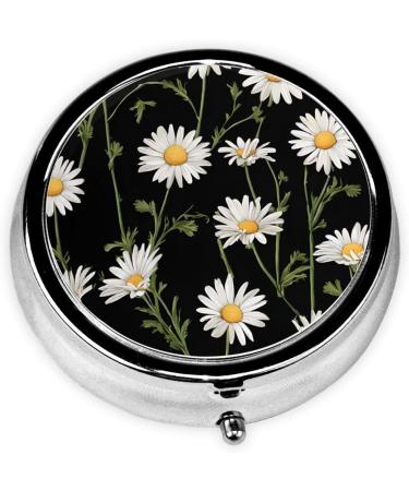 Shop Daisy Round Pill Box - 3 Compartment Portable Travel Medicine Organizer for Vitamins & Tablets - Buy Online on GoSupps.com