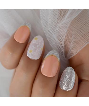 24-Piece Daisy Blossom Silver Glitter Flower Set - Soft Orange Shiny Design for Picnics Dates & Parties - Buy Online on GoSupps.com