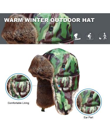 Jade.M.Lau Winter Trooper Trapper Hat - Unisex Russian Bomber Hat with Faux Fur & Ear Flap (Green, Small) - Buy Online on GoSupps.com