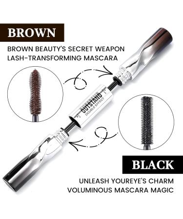  Prreal Mascara double t te imperm able noir et marron 3D Curling Long Eyelashes Iron Volume & Length Mascaras Non-Clumping Longlasting Fullness and Defined Eye Makeup - Buy Online on GoSupps.com