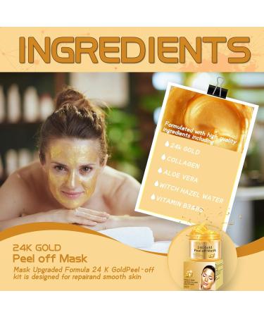 LOUXC 24K Gold Face Mask 120ml Gold Foil Peel Off Mask 24K Gold Anti Aging Face Mask for Skin Care Facial Masks Beauty Anti Aging Care - Buy Online on GoSupps.com