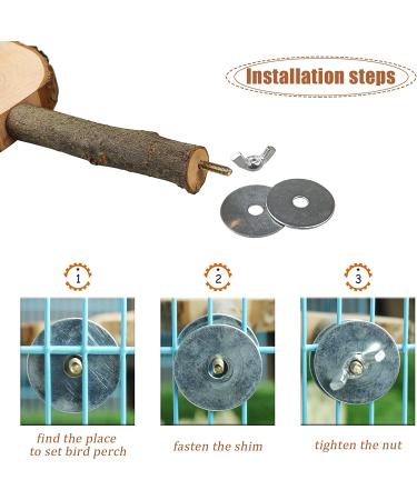 Roundler 3 Pack Apple Wood Bird Perch for Cage - Natural Wooden Parrot Stand and Toy for Parakeet, Conure, Cockatiel, Budgie, Lovebirds - Buy Online on GoSupps.com