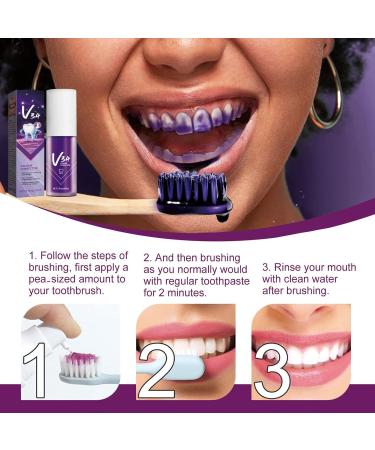 V34 Lila Toothpaste - Color Correction & Whitening Foam for Beautiful Teeth | Shop Internationally - Buy Online on GoSupps.com