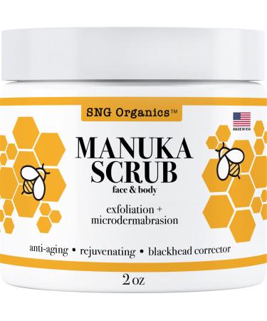Microdermabrasion Facial Scrub - Deep Pore Face Exfoliator Mask & Blackhead Remover - Manuka Honey Sugar Scrub - Spa Quality Moisturizing Body Scrub for Dry Skin  Wrinkles  Acne- Exfoliating Skin Care 2 Ounce (Pack of 1)