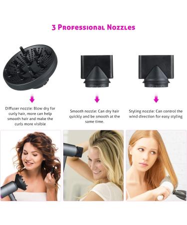 ZIEM Ionic Hair Dryer with 3 Nozzles Diffusers 3 Heat Settings & 2 Speed Hot/Cold Wind Quick Drying Blow Dryer Portable Hair Styling Tools for Home Salon Travel 110V-220V - Buy Online on GoSupps.com