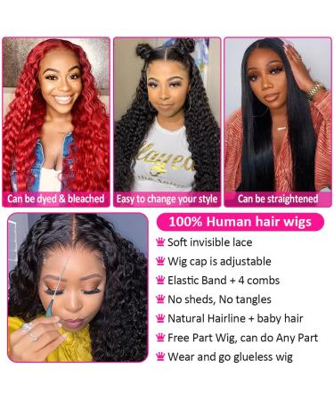Hermosa HD Transparent Glueless Human Hair Wig 22 Inch - 180 Density Deep Wave Lace Front Wig for Black Women - Buy Online on GoSupps.com