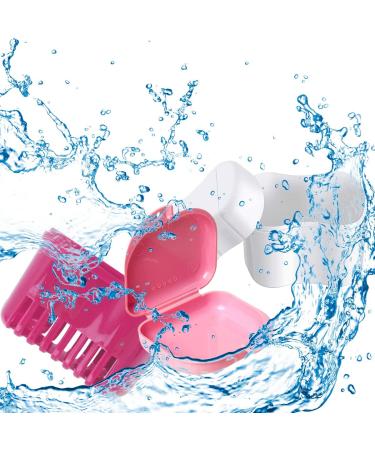 Buy Hongecb Denture Box & Prosthesis Container - Ideal for False Teeth Storage & Cleaning | Includes Sieve & Cleaner Brushes - Pink - Buy Online on GoSupps.com
