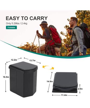 Upgrade XL Portable Toilet for Adults - Extra Large Folding Toilet for Camping and Travel - Tall, Compact, and Stylish - Ideal for Car, Hiking, Beach, and Camping - Black Leather - Buy Online on GoSupps.com