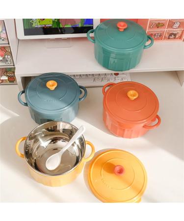 Ramen Soup Bowl Kawaii Instant Ramen Bowl with Lid Spoon Cute Stainless Steel Large Capacity Noodle Fruit Salad Soup Bowl Set KitchenTableware Salad Bowl (Color : Orange) - Buy Online on GoSupps.com