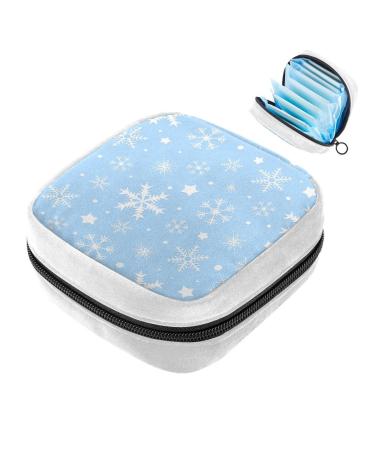 GIAPB Sanitary Napkin Storage Bag Period Bag Tampon Bag Makeup Bag Pad Pouch Snowflake Blue Pattern Color5403